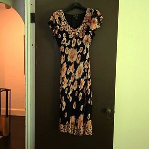 Lola P floral beaded bias cut dress size petite medium